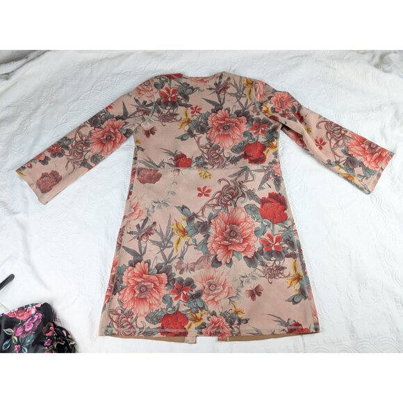 Solitaire Anthropologie Jacket Cardigan XS Faux Suede Floral Open Front Boho - Picture 14 of 14